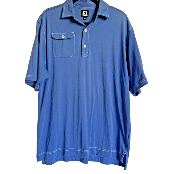 FootJoy Short Sleeve Golf Polo Shirt Men's Blue Size Large L FJ Contrast Stitch - Picture 1 of 11